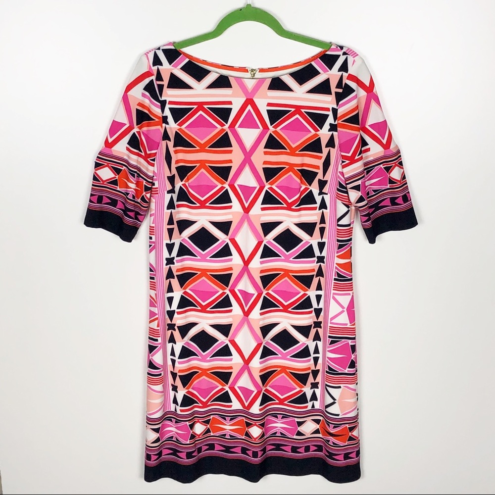 Vibrant  geometric pattern career dress size 12